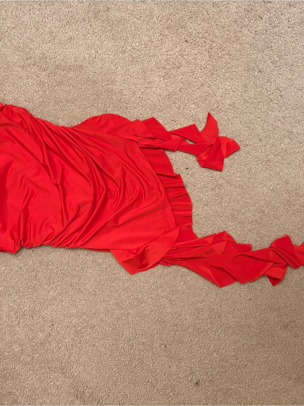 Red Ruffled Strapless Top - Picture 4 of 4